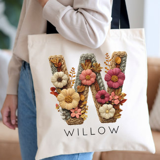 Leraar | Botanische Initiële Bruid Trouwpartij Tote Bag