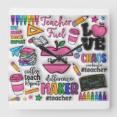 Leraar: Brandstof, Liefde, Inspiratie, Herhaal Vierkante Klok (Voorkant)
