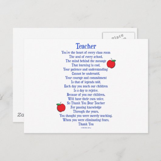 leraar briefkaart (Voorkant / Achterkant)