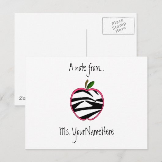 Leraar Briefkaart - Zebra Print Apple (Voorkant / Achterkant)