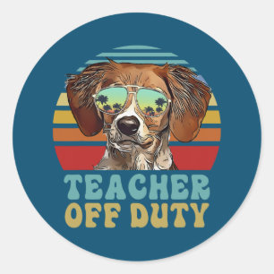 Leraar Buiten Dienst Grappig Brittany Hond Zomer Ronde Sticker
