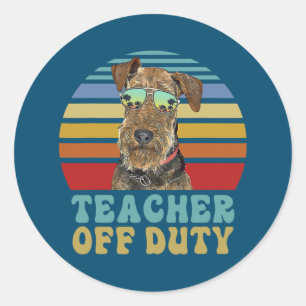 Leraar Buiten Dienst Grappige Airedale Terrier Hon Ronde Sticker