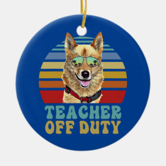 Leraar Buiten Dienst Grappige Noorse Buhund Hond Keramisch Ornament