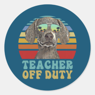Leraar Buiten Dienst Grappige Weimaraner Hond Zome Ronde Sticker