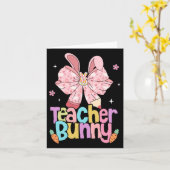 Leraar Bunny Bow Pencil Paasdagen Opstanding Kaart (Gele Bloem)
