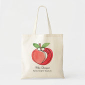 Leraar Cadeau Aangepaste Naam Waterverf Appel Tote Bag (Voorkant)