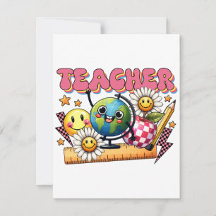 Leraar Cadeau Bloemige Leraar Notitiekaartje