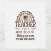 🎓 Leraar cadeau-ideeën: waarschijnlijk aangepaste Wijn Etiket (Enkel label)