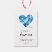 Leraar cadeau label met blauw hart cadeaulabel (Voorkant)