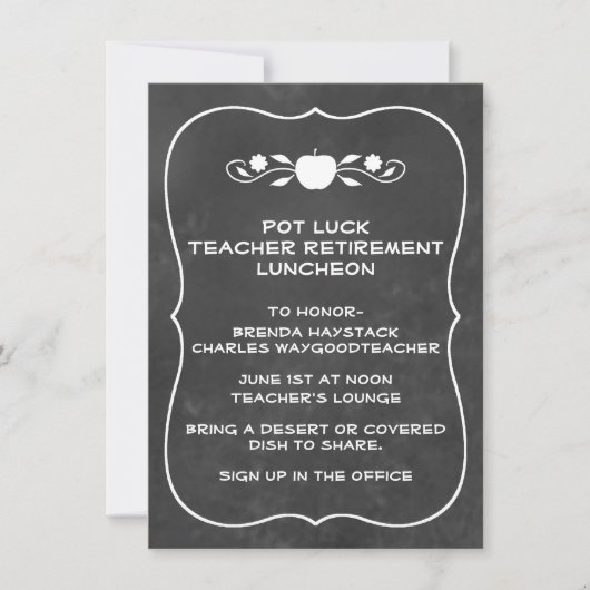 Leraar Chalkboard look Invitation Kaart (Voorkant)