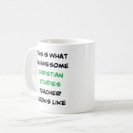 leraar Christelijke studies, geweldige Koffiemok (Voorkant links)