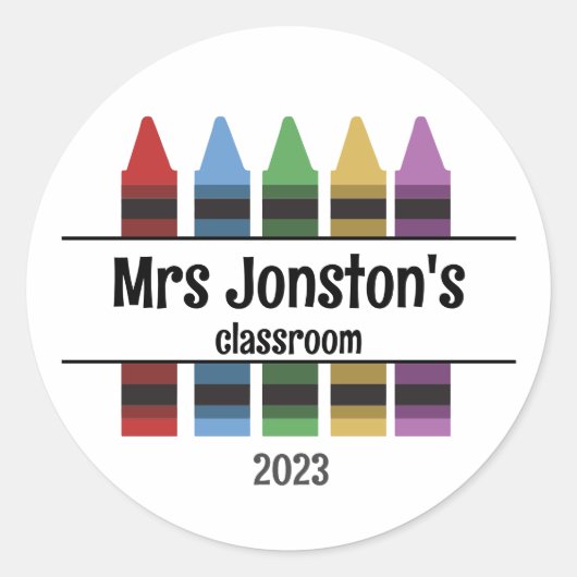 Leraar Classroom Crayon-les Terug naar school Ronde Sticker (Voorkant)