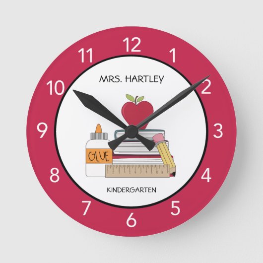 Leraar Classroom Red Apple op maat Ronde Klok (Voorkant)