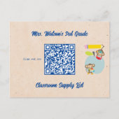 Leraar Classroom Supply List QR-code Aangepast Briefkaart (Voorkant)