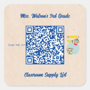 Leraar Classroom Supply List QR-code Aangepast Vierkante Sticker