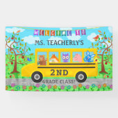 Leraar Classroom Welkomstbord Dieren in bus Spandoek (Horizontaal)