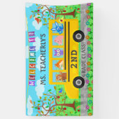 Leraar Classroom Welkomstbord Dieren in bus Spandoek (Verticaal)