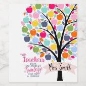 Leraar Colorful appel Tree bedankt je cadeau Wijn Etiket (Enkel label)