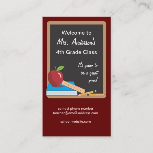 Leraar-contactkaart op een Blackboard Contactkaartje (Voorkant)