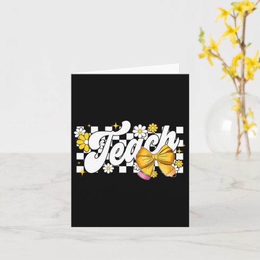 Leraar Coquette Bow Leraar Waardering Terug naar Kaart (Gele Bloem)