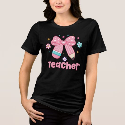 Leraar, Coquette Potlood Boog Tri-Blend Shirt (Voorkant)