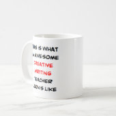 leraar creatief schrijven, geweldig koffiemok (Voorkant links)