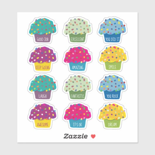Leraar Cupcake Sprinkle Sweet Schattige Cartoon Sticker (Vel)