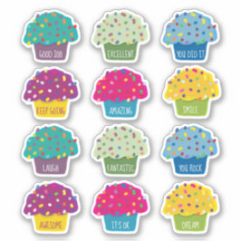 Leraar Cupcake Sprinkle Sweet Schattige Cartoon Sticker