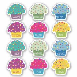 Leraar Cupcake Sprinkle Sweet Schattige Cartoon Sticker