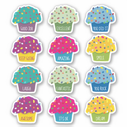 Leraar Cupcake Sprinkle Sweet Schattige Cartoon Sticker (Voorkant)