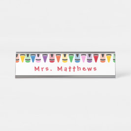 Leraar Cute Color Crayon terug naar school Bureau Naambordje