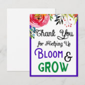 Leraar Dank je creditcard, Bloom & Grow Dank je Bedankkaart (Voorkant / Achterkant)