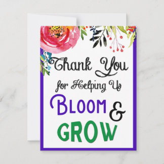 Leraar Dank je creditcard, Bloom & Grow Dank je Bedankkaart