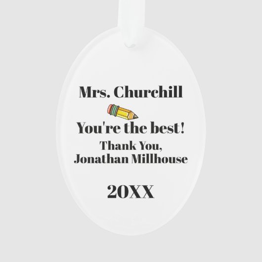 Leraar Dank je Ornament (achterkant)