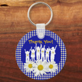 Leraar Dank je Sleutelhanger met Daisies en Kinder (Voorkant)