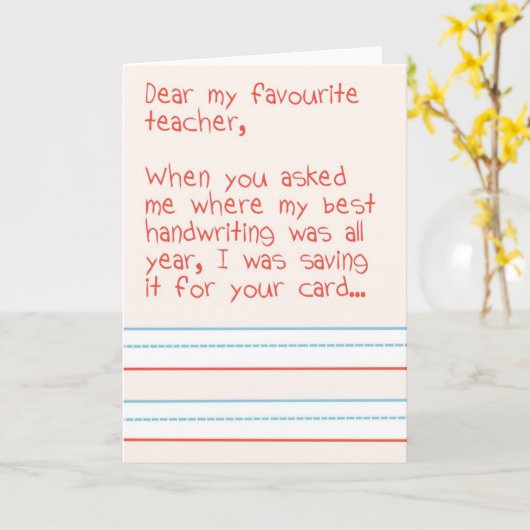 Leraar Dank je wel Kaart (Gele Bloem)