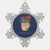 Leraar Dank je wel voor Kerstmis. Tin Sneeuwvlok Ornament (Voorkant)