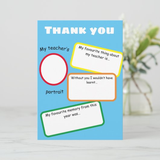 Leraar dank u kaart cadeau vul blanks in (Staand voorkant)