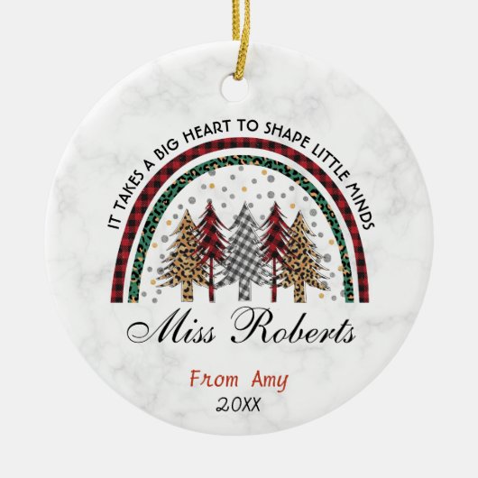 Leraar dank u Kerstmis regenboog bomen Keramisch Ornament (Voorkant)