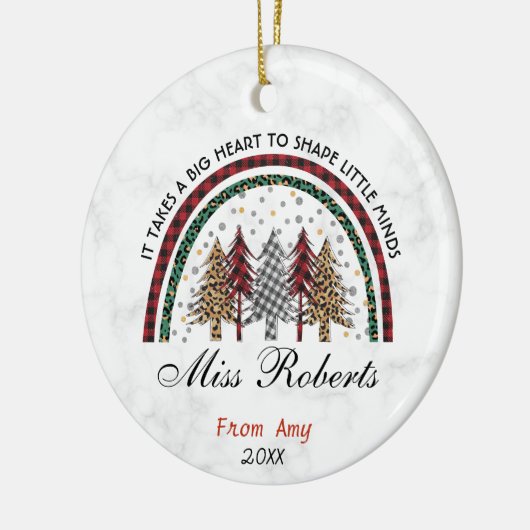 Leraar dank u Kerstmis regenboog bomen Keramisch Ornament (Links)