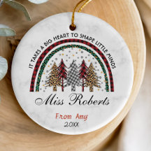 Leraar dank u Kerstmis regenboog bomen