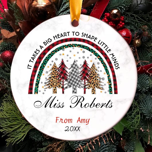 Leraar dank u Kerstmis regenboog bomen Keramisch Ornament