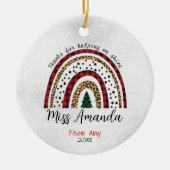 Leraar dank u Kerstmis regenboog Keramisch Ornament (Voorkant)