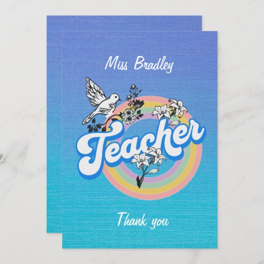 Leraar dank u met liefde en respect bedankkaart (Voorkant / Achterkant)