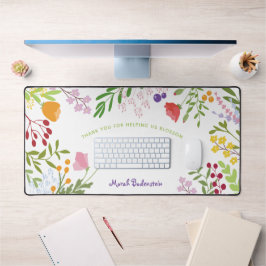Leraar dank u moderne bloemen gepersonaliseerd bureaumat