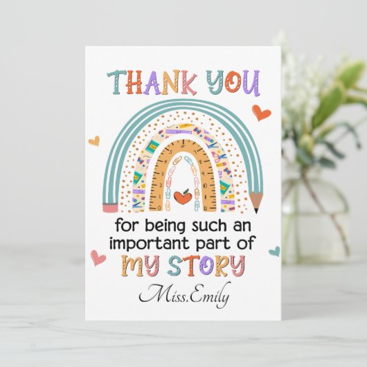 Leraar Dank u Quote Dank u kaart (Staand voorkant)