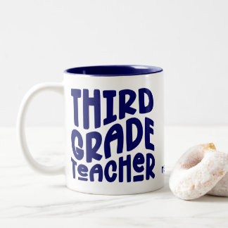 Leraar Derde Klas Donkerblauw Typografie Ontwerp Tweekleurige Koffiemok