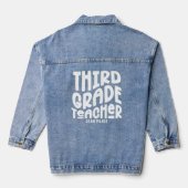 Leraar Derde Klas Minimalistisch Wit Denim Jacket (Achterkant)