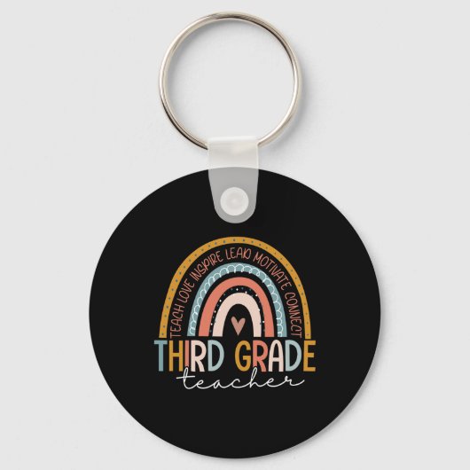 Leraar Derde Klas Onderwijs Liefde Inspireren Boho Sleutelhanger (Voorkant)