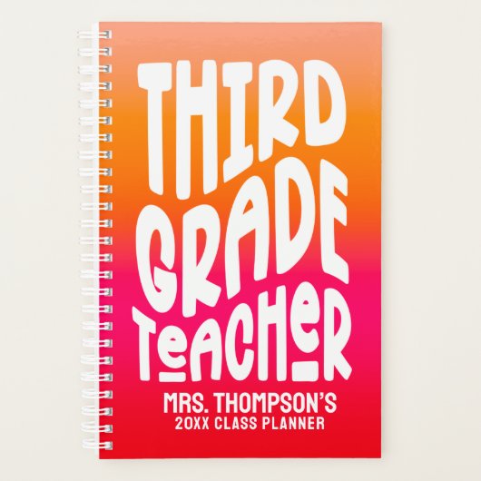 Leraar Derde Klas Oranje Rode Ombre Planner (Voorkant)